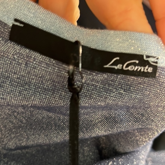 Le Comte Metallic Tee Shirt Top NWT Blue Size 36 Small Short Sleeve - Picture 6 of 12